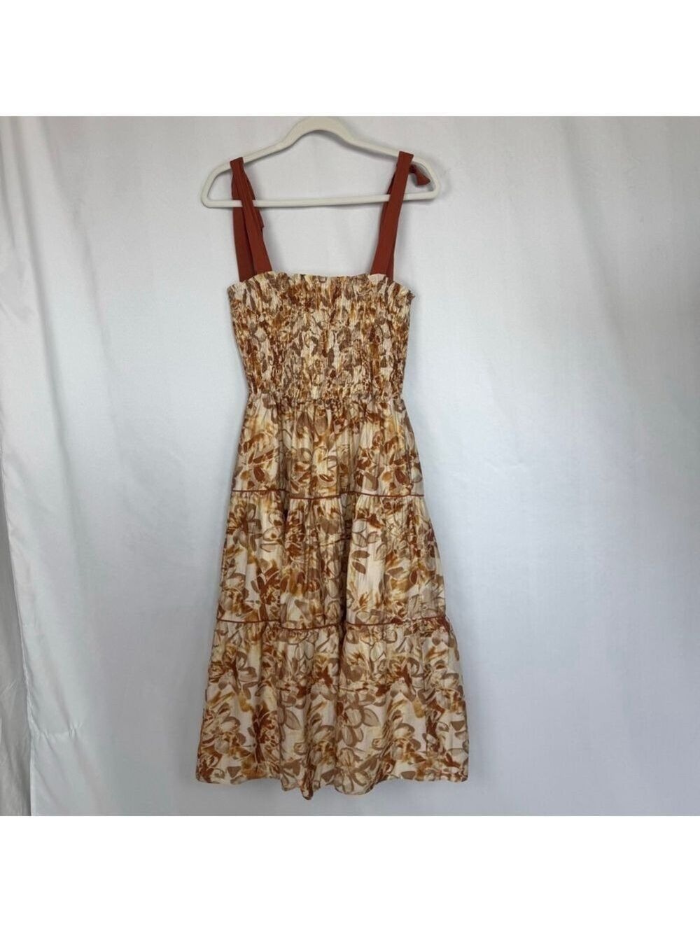 Jacquie The Label: Gaia Midi Dress Women’s Medium Smocked Tiered Fit & Flare - Picture 13 of 14